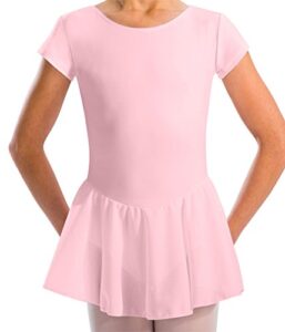 motionwear cap-sleeve skirted dance leotard, pink, small child