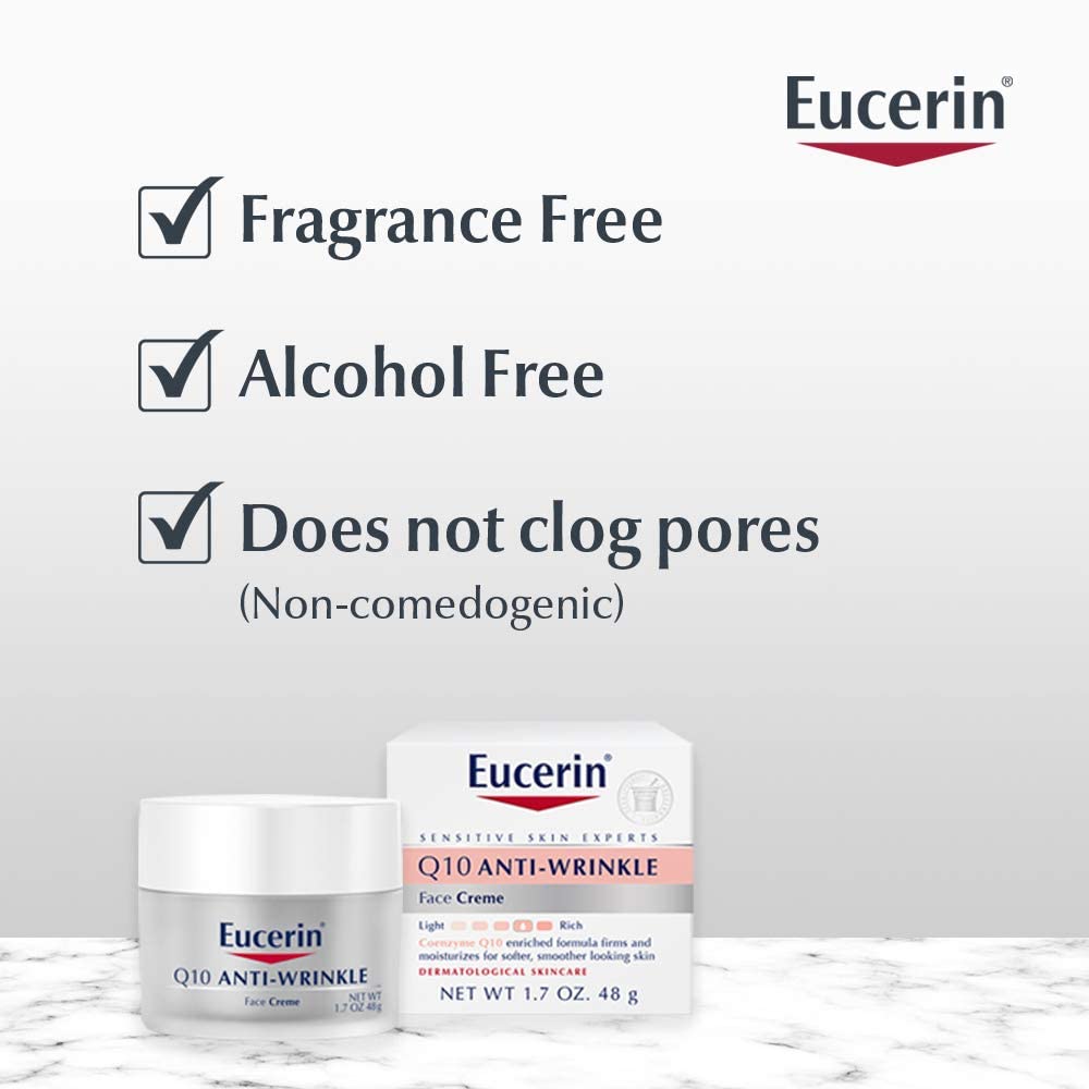 Eucerin Q10 Anti-Wrinkle Sensitive Skin Creme 1.70 Ounces each (Value Pack of 4)