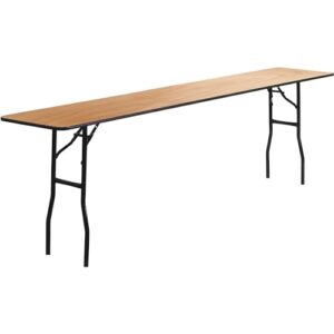 Flash Furniture Gael 8' Wood Folding Training and Event Table, Rectangular Folding Training Table with Smooth Clear Coated Finished Top, Natural