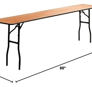 Flash Furniture Gael 8' Wood Folding Training and Event Table, Rectangular Folding Training Table with Smooth Clear Coated Finished Top, Natural