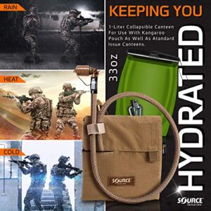 Source Tactical Kangaroo 1L Collapsible Widepac Hydration Bladder with Pouch - Leakproof Widepac Closure - Zero Taste and Virtually Self-Cleaning - 34oz