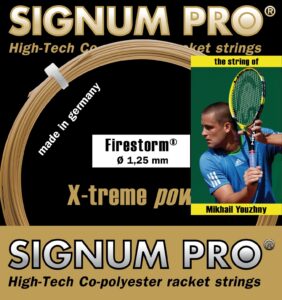 signum pro firestorm 1.25mm (17g) 12m tennis string set, metallic gold