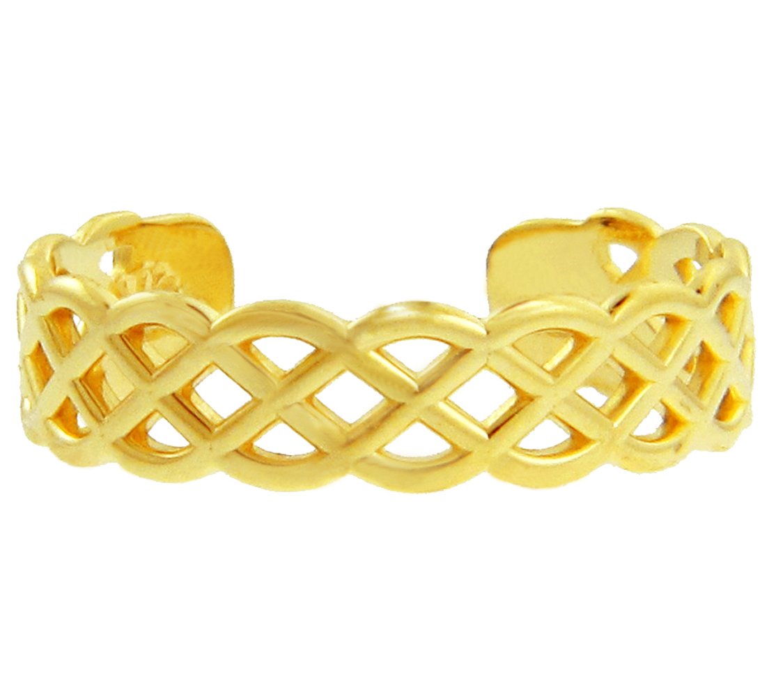 10K Yellow Gold Celtic Trinity Knot Woven Eternity Band Adjustable Toe Ring