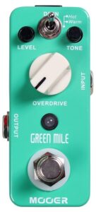 mooer green mile, overdrive micro pedal,sea foam green