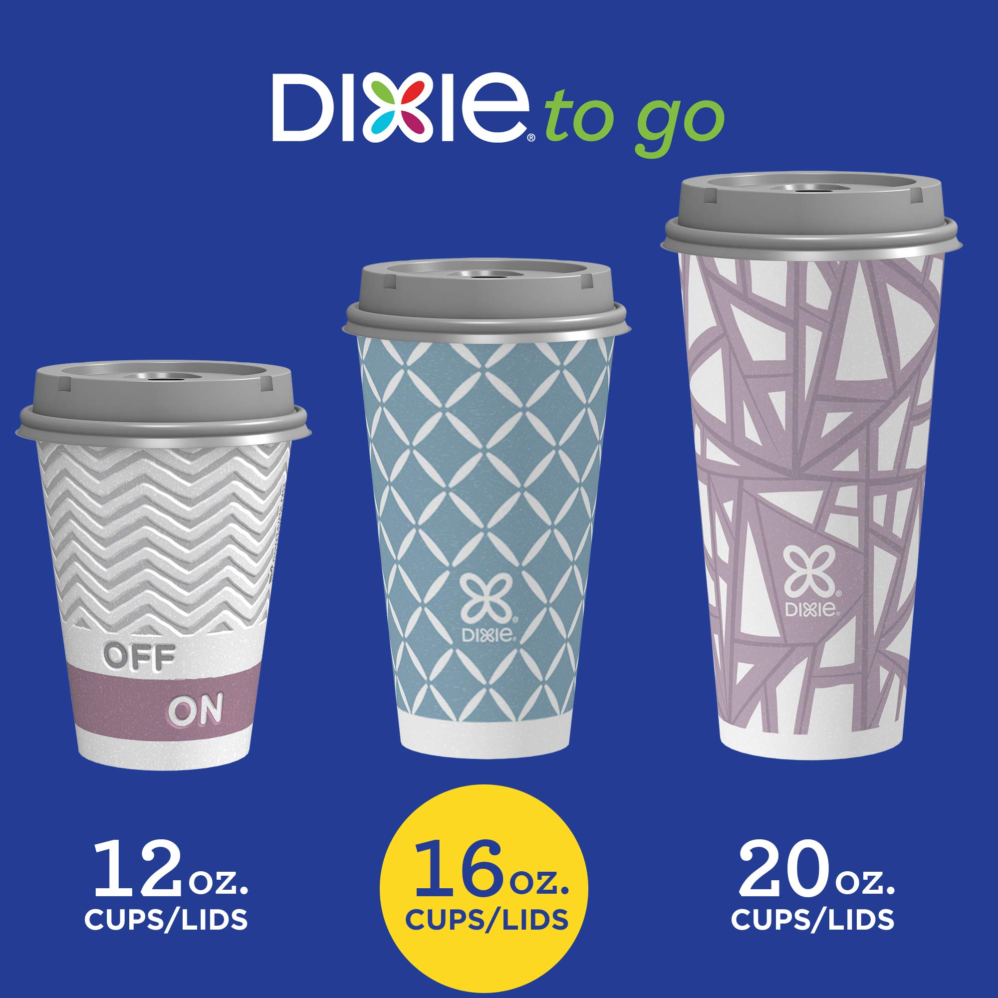 DIXIE To Go Large Paper Coffee Cups With Lids, 16 Oz, 10 Count, Disposable Cups For On-The-Go Hot Beverages