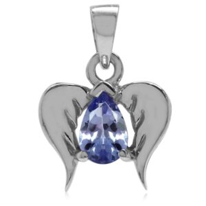 Silvershake Genuine Tanzanite 925 Sterling Silver Angel Wings Pendant