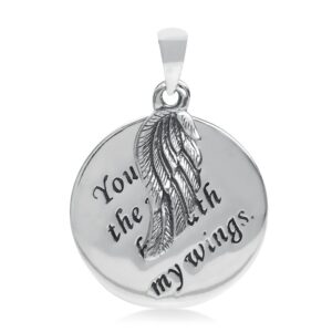 silvershake 925 sterling silver you are the wind beneath my wings circle pendant