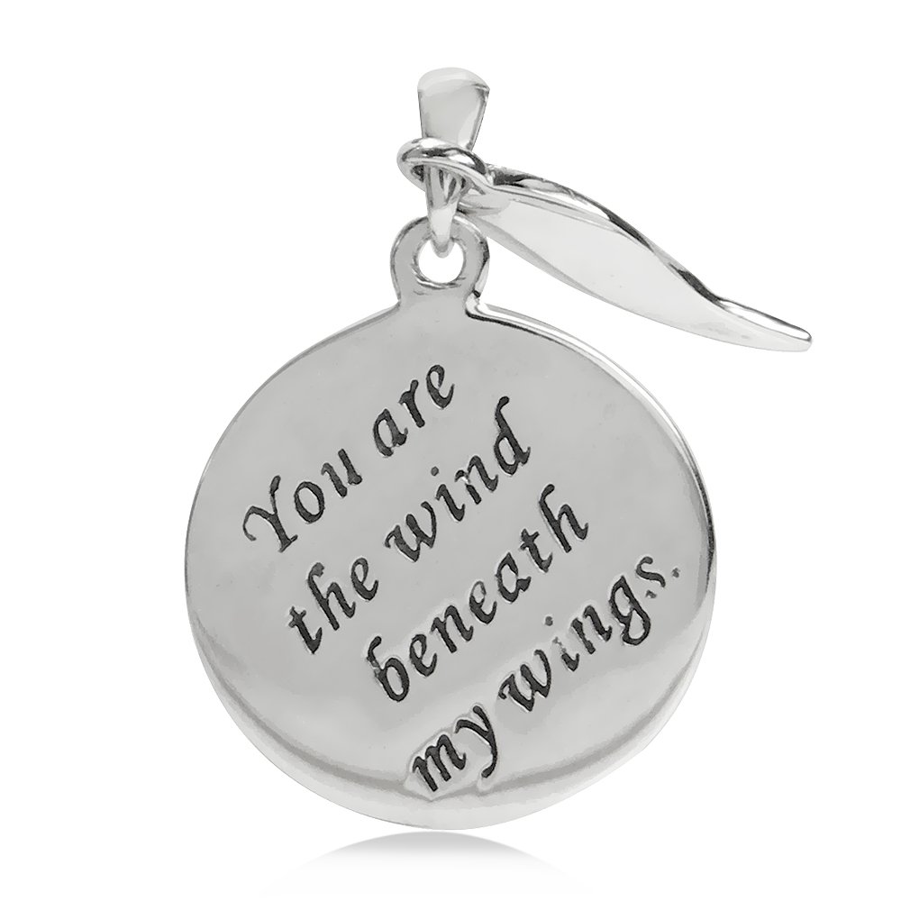 Silvershake 925 Sterling Silver You Are The Wind Beneath My Wings Circle Pendant