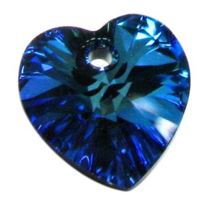 2 pcs austria xilion crystal heart charm pendant bermuda blue 14mm 6228 / findings/austrian elements