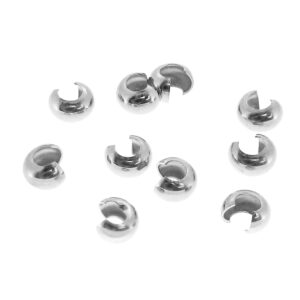 10 pcs .925 Sterling Silver Knot Round Crimp Bead Cover 4mm / Findings/Bright