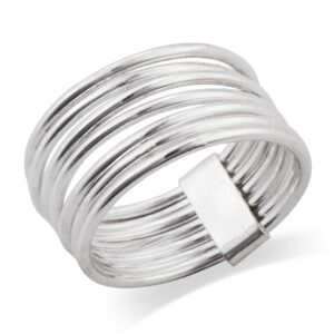 925 Sterling Silver 7 Day 7 Band Stacked Ring - Size 9