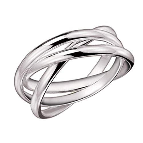 925 Sterling Silver 3 Triple Band Rolling Russian Wedding Ring (10)