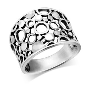 925 sterling silver wide band geometric ring - size 11