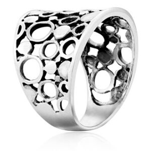 925 Sterling Silver Wide Band Geometric Ring - Size 11