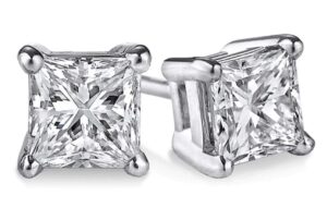 parikhs princess cut diamond stud in 14k white gold (0.30 ctw, i3 clarity)