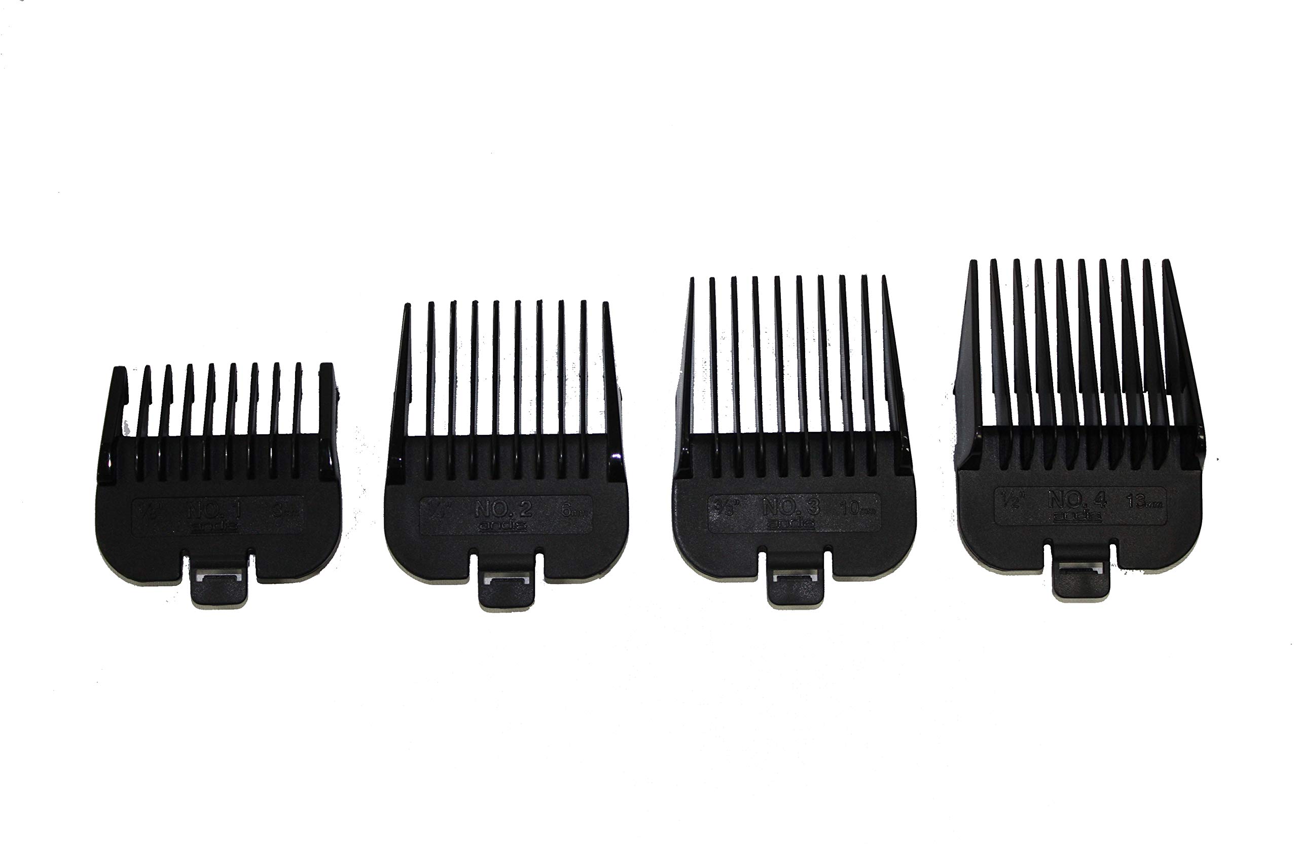 Andis 4 Piece Animal Comb Set; Sizes: 1/8", 1/4", 3/8", 1/2", Black, 21318, (pack of 4)