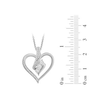 Amazon Essentials womens Sterling Silver Diamond 3 Stone Heart Pendant Necklace (1/4 cttw), 18" (previously Amazon Collection)