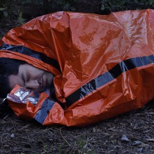 SE Heavy Duty Emergency Aluminized PE Sleeping Bag, 84" x 36", Orange - Ideal for Camping, Hiking, and Survival Kits - EB122OR