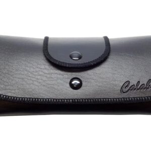 Calabria Double Snap Belt Loop Eyeglass Case Black PU Leather Vintage Old School Eye Glasses Pouch Semi-Hard Sunglass Holder