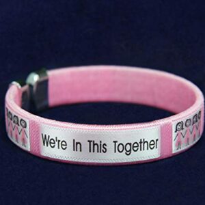 25 Pack Cute Breast Cancer Awareness Ribbon Bangle Bracelets – Inexpensive Pink Ribbon Wristbands for Breast Cancer Fundraising & Awareness