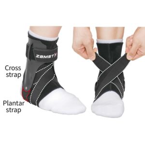 Zamst A2-DX Sports Ankle Brace with Protective Guards For High Ankle Sprains and Chronic Ankle Instability-for Basketball, Volleyball, Lacrosse, Football-Black, Left, Medium