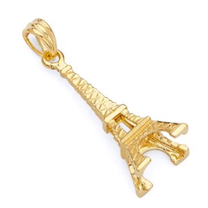 14k REAL Yellow Gold Paris Eiffel Tower Charm Pendant