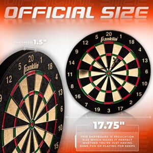 Franklin Sports Bristle Dart Board - Professional Steel Wire Dartboard - Regulation Sized 18" Inch Steel Tip Darts Board - Self Healing Sisal Dartboard for Adults