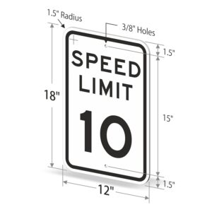 SmartSign-K-2081-EG "Speed Limit 10 MPH" Sign | 12" x 18" 3M Engineer Grade Reflective Aluminum