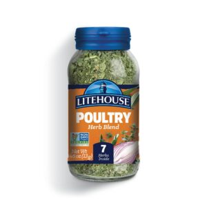 litehouse freeze dried poultry herb blend - substitute for fresh poultry herb, fresh poultry herb, jar contains 7 herbs, organic, poultry herb blend seasoning, non-gmo, gluten-free - 0.46 ounce