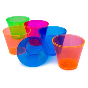 Party Essentials Plastic Cups, 100-Count, Assorted Neon