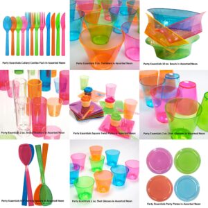 Party Essentials Plastic Cups, 100-Count, Assorted Neon