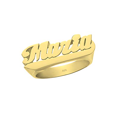 Name Ring 24K Gold Plated Sterling Silver Personalized Ring with Name of Your Choice Size 5 thru 10 Made in USA