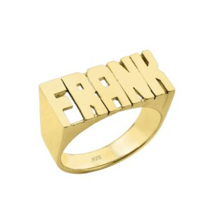 name ring 24k gold plated sterling silver personalized ring with name of your choice size 5 thru 12 made in usa