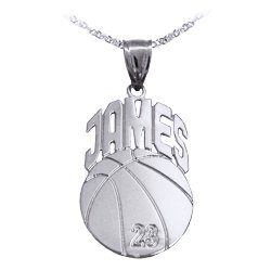 basketball sport charm - personalized basketball - basketball name and number - sterling silver - made in usa