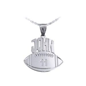 Football Sport Charm - Personalized Football - Custom Football Charm with Name and Number - Sterling Silver - Made in USA