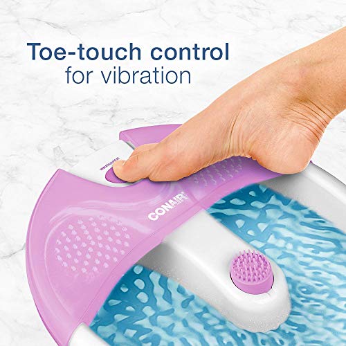 Conair Soothing Pedicure Foot Spa Bath with Soothing Vibration Massage, Deep Basin Relaxing Foot Massager with Jets, Pink/White