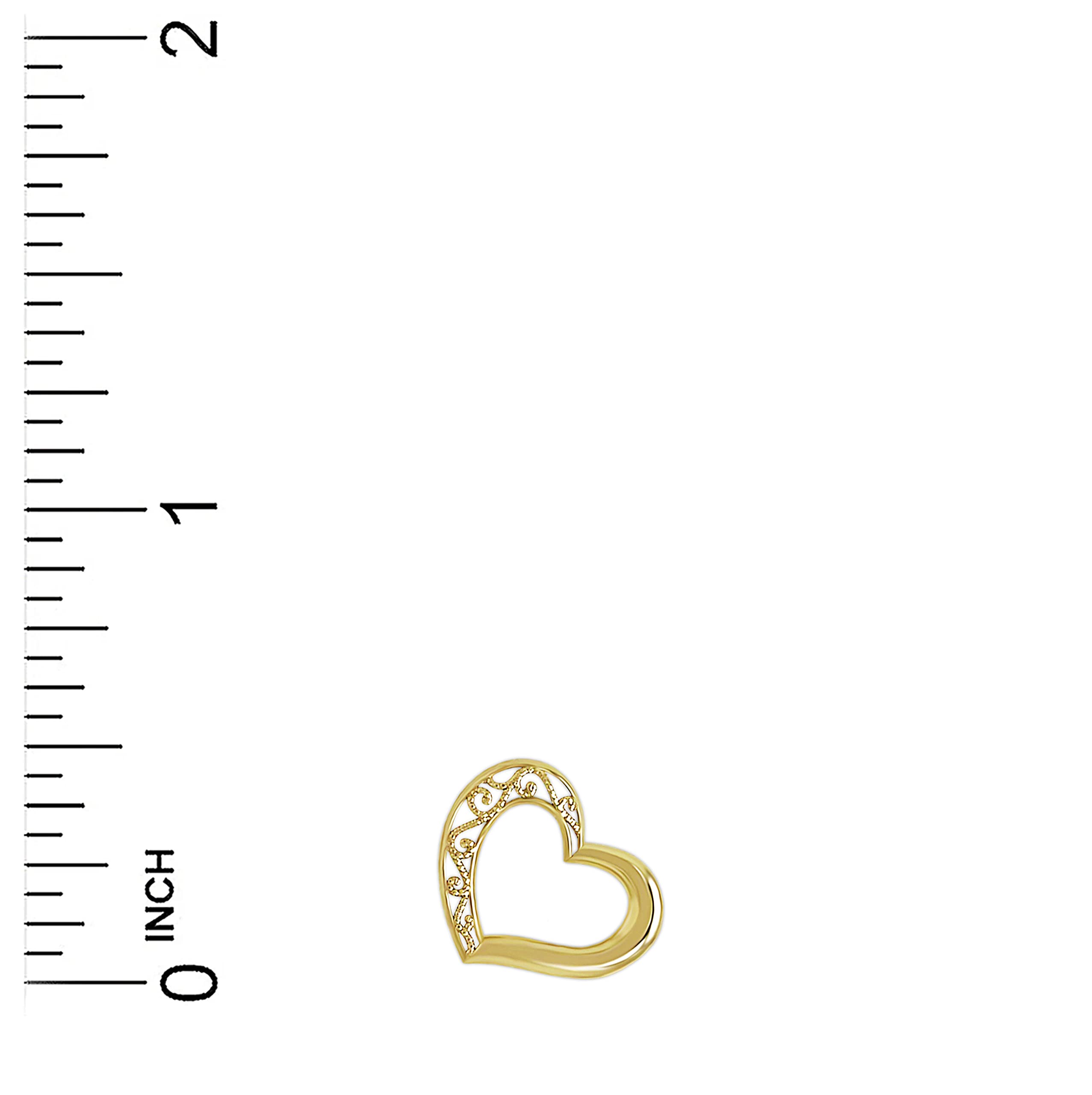 Gold Small Sliding Heart Charm - 10 Karat Solid Gold - Heart Charm - Optional Gold Chain (No Chain - Charm Only)