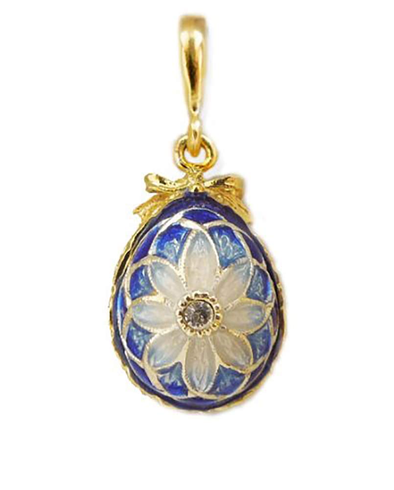 Religious Gifts Sterling Silver 925 Gold Tone Egg Pendant Hand Enameled