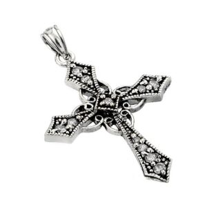 Sterling Silver Celtic Design CZ Cross Pendant