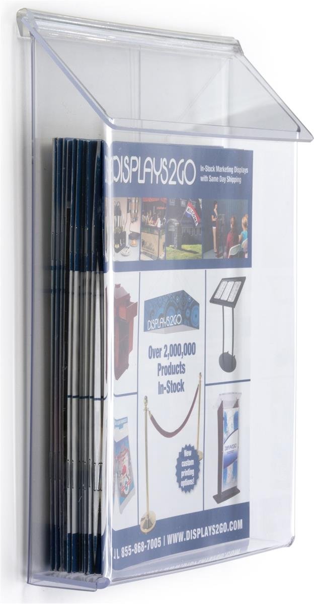 Displays2go 8.5 x 11 Inch Indoor/Outdoor Literature Display, Plexi Wall Magazine Holder (OPD85CL)