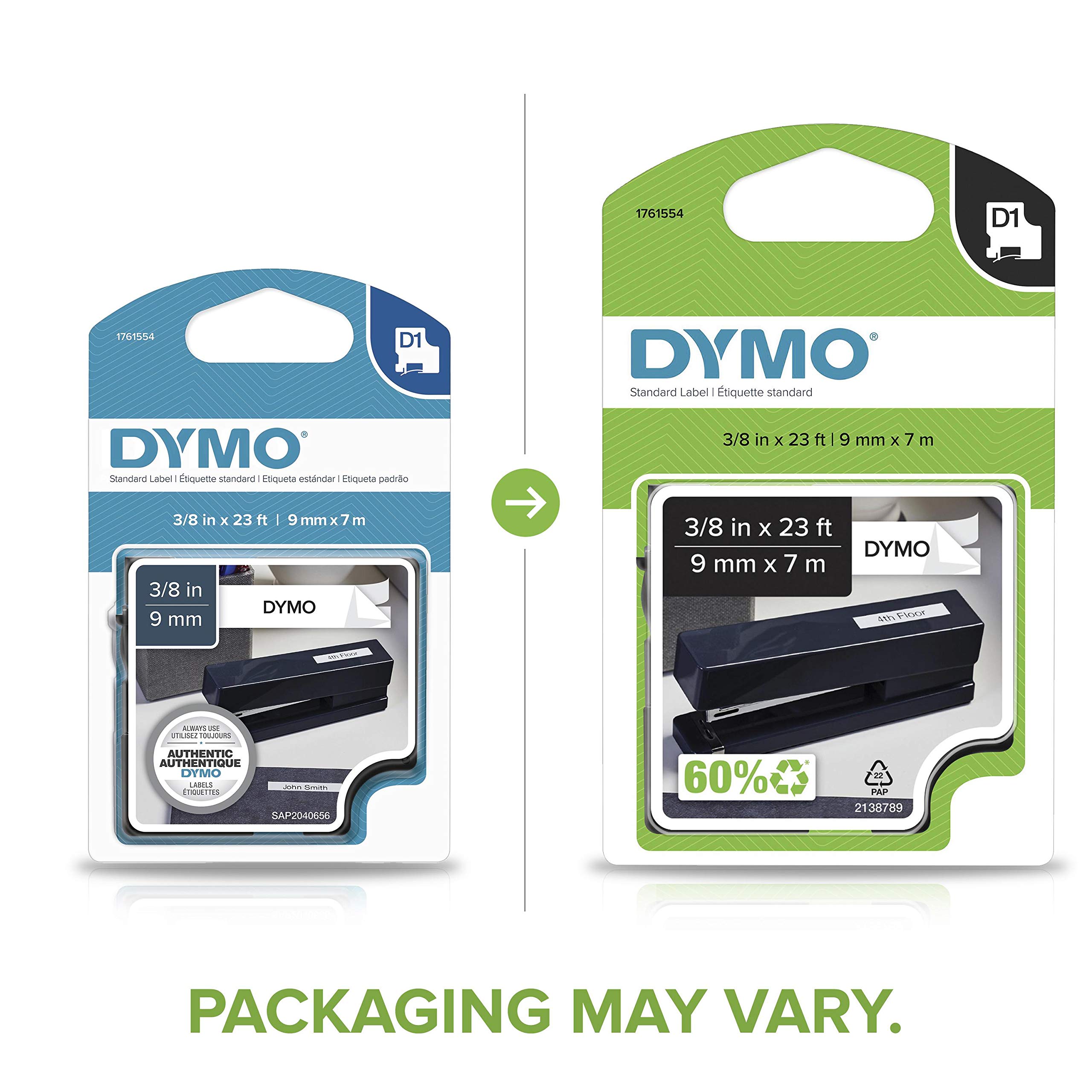 DYMO All-Purpose Labels for DYMO XTL Label Makers, Black on White, 1/4", 1 Roll (1868751)