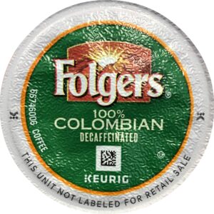 folgers 100 percent colombian decaffeinated coffee single serve k-cup pods for keurig brewers, 96 count