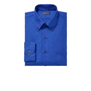 Van Heusen Men's Dress Shirts Regular Fit Silky Poplin Solid, Royal Blue, 16.5"-17" Neck 34"-35" Sleeve