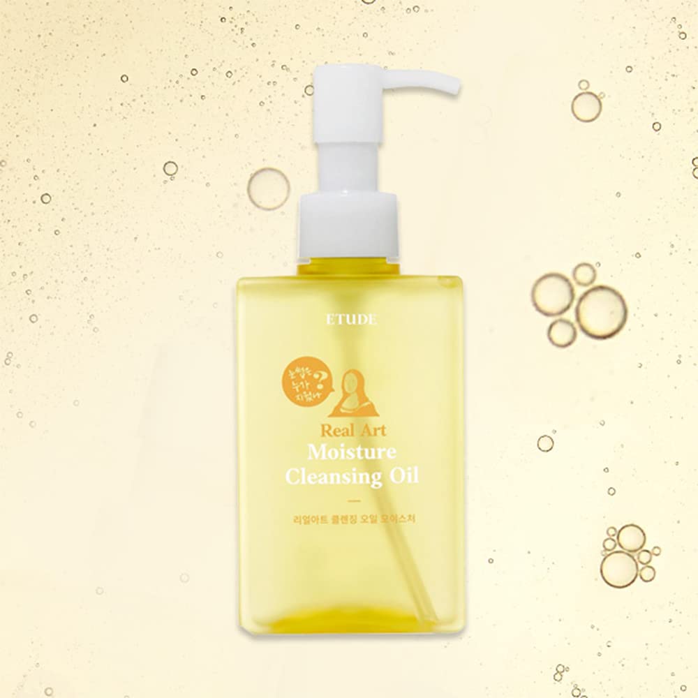 ETUDE HOUSE Real Art Cleansing Oil Moisture 185ml | Moist type cleansing oil effective for removing dead skin cells, cleansing away makeup residue and old skin cells