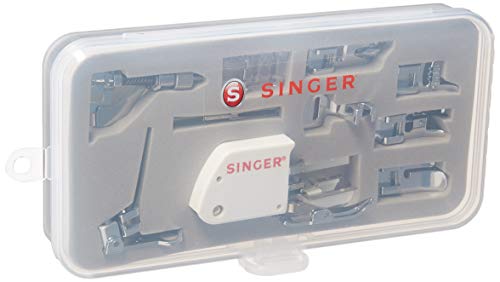 SINGER | Sewing Machine Accessory Kit, Including 9 Presser Feet, Twin Needle, and Case, Clear - Sewing Made Easy