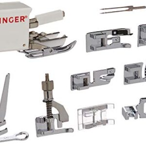 SINGER | Sewing Machine Accessory Kit, Including 9 Presser Feet, Twin Needle, and Case, Clear - Sewing Made Easy