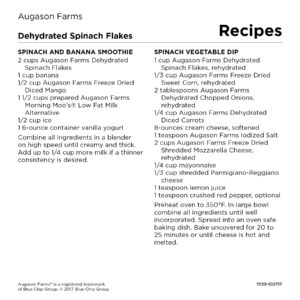 Augason Farms Dehydrated Spinach Flakes 8 oz No. 10 Can