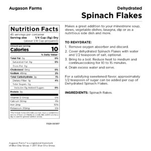 Augason Farms Dehydrated Spinach Flakes 8 oz No. 10 Can