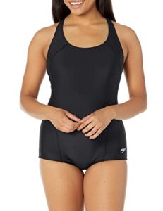 speedo women's swimsuit one piece powerflex princess seam ultraback conservative cut,speedo black,16