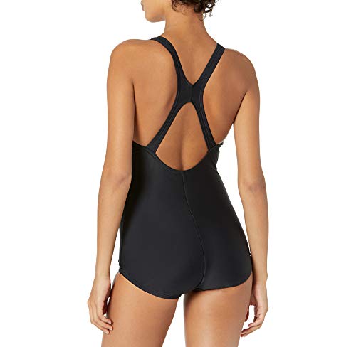 speedo Women's Swimsuit One Piece PowerFlex Princess Seam Ultraback Conservative Cut,Speedo Black,16